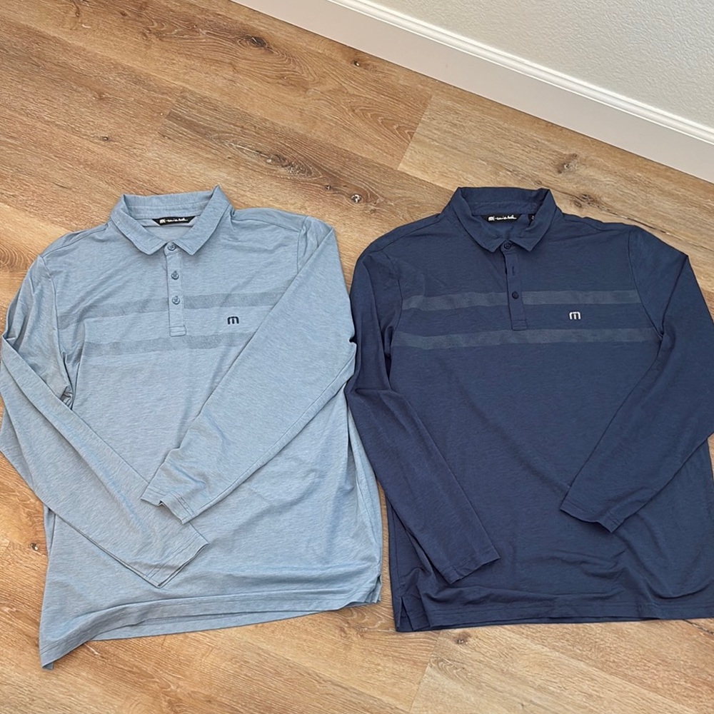 Gray and Blue Long Sleeve Polo Shirts